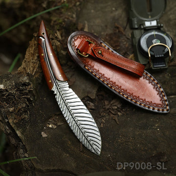 Damascus Steel Feather Knife EDC with a Luxury Gift Box